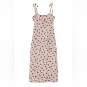 Zara Linen Floral Midi Dress, Size XS